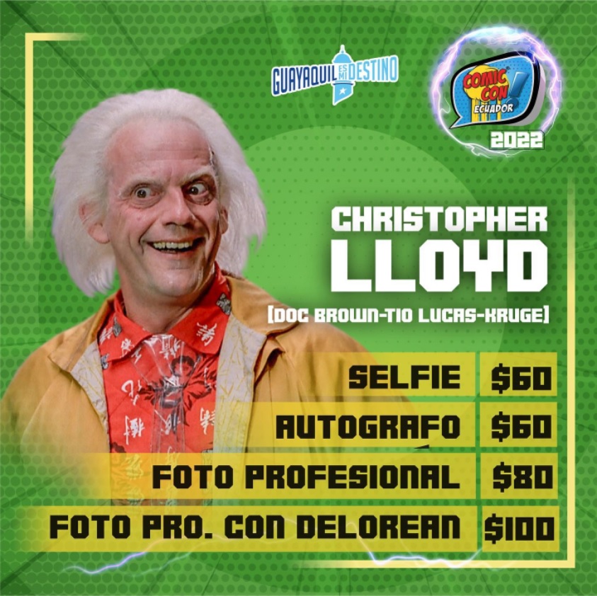 Christopher Lloyd es invitado a la Comic Con Ecuador 2022